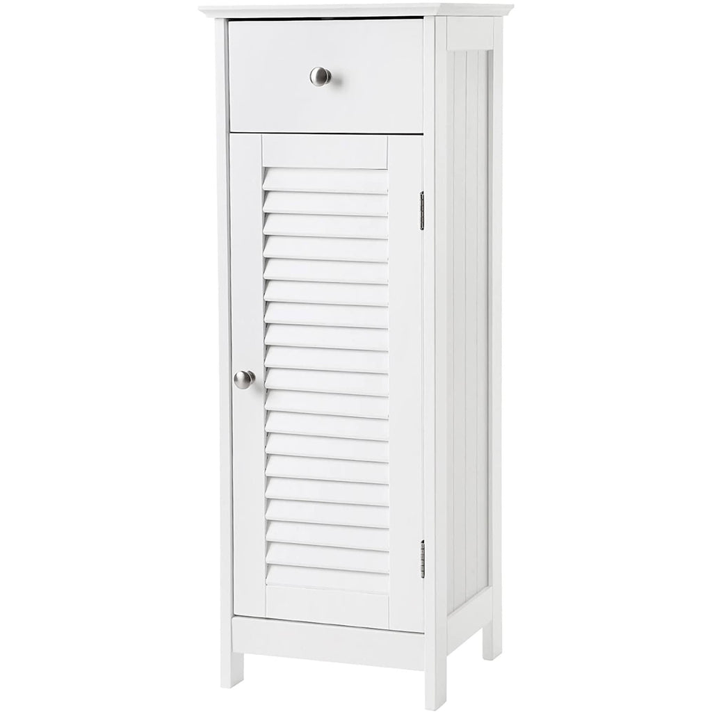 White Wood Finish Bathroom Floor Cabinet with Drawer O360
