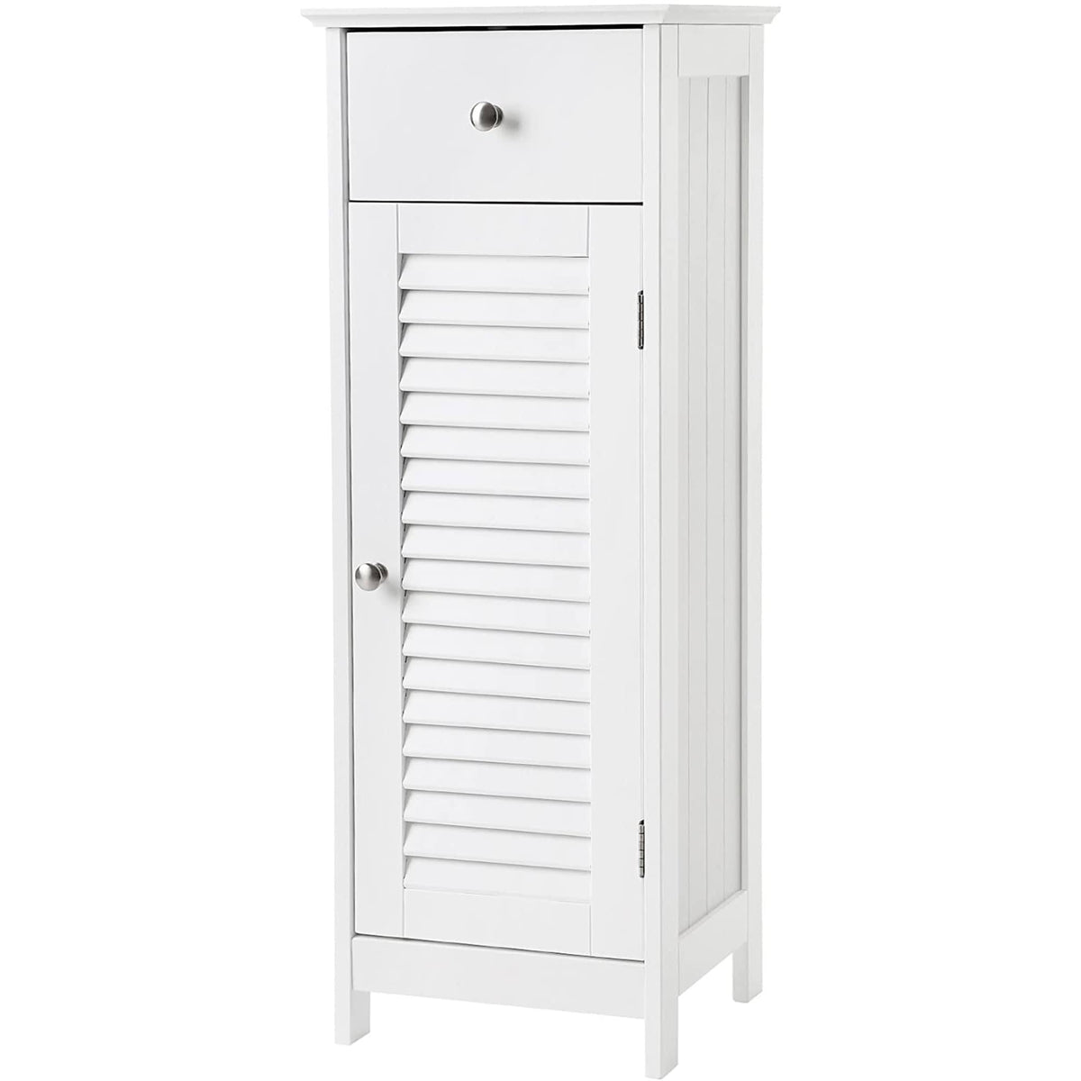 White Wood Finish Bathroom Floor Cabinet with Drawer O360