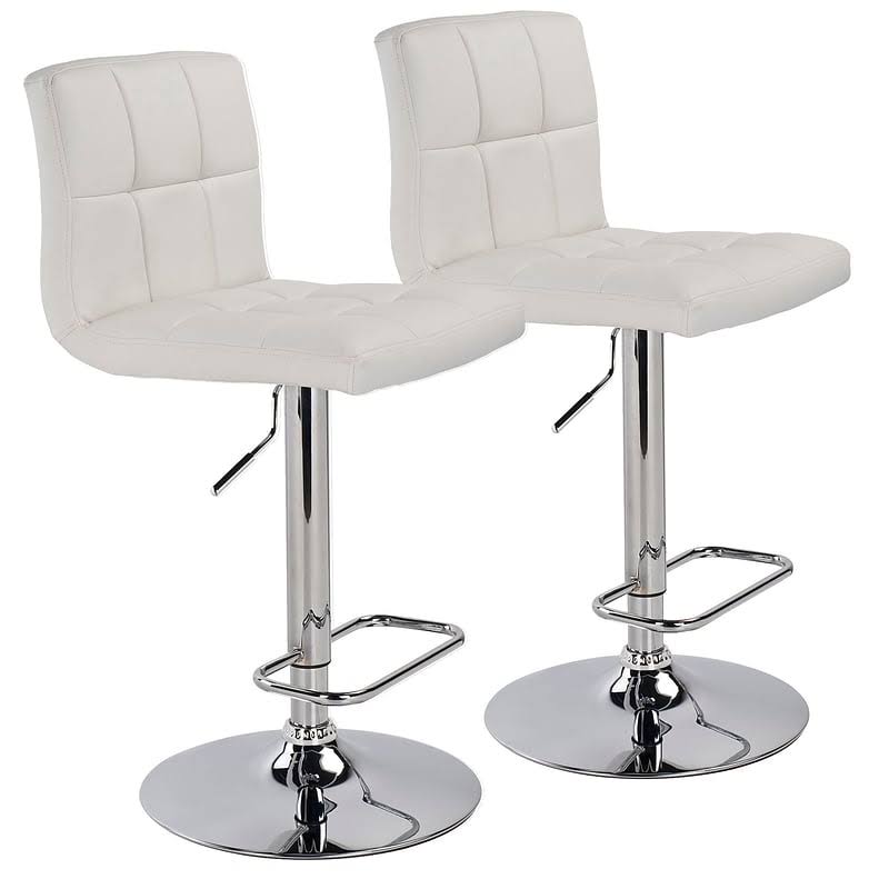 White Adjustable Height Swivel Bar Stool Set of 2 O770520