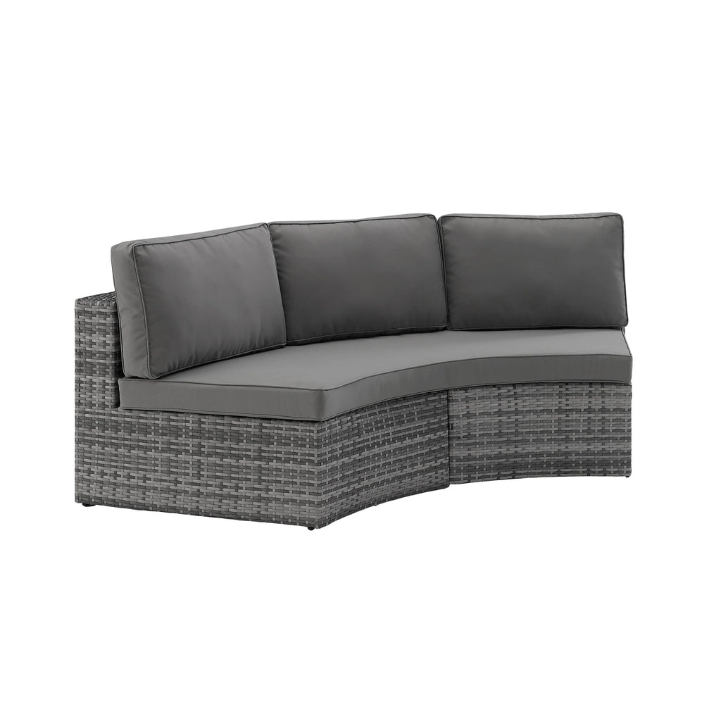 Gray Wicker Curved Patio Sectional Sofa R51802