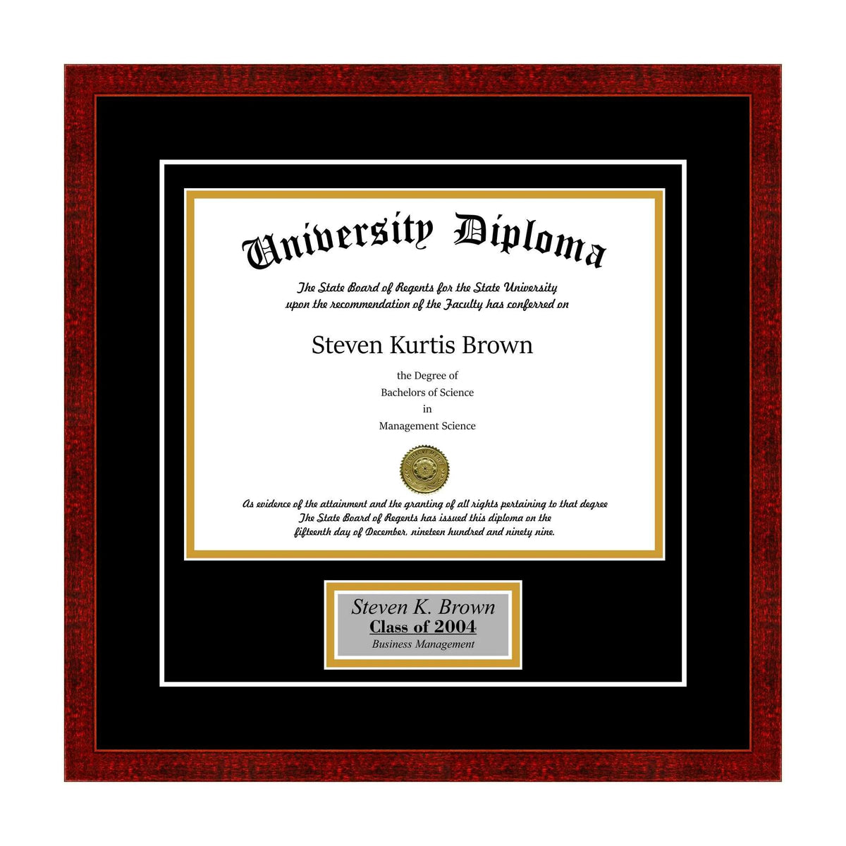 Black 3/4x22 Single Diploma Frame with Double Matting Q806
