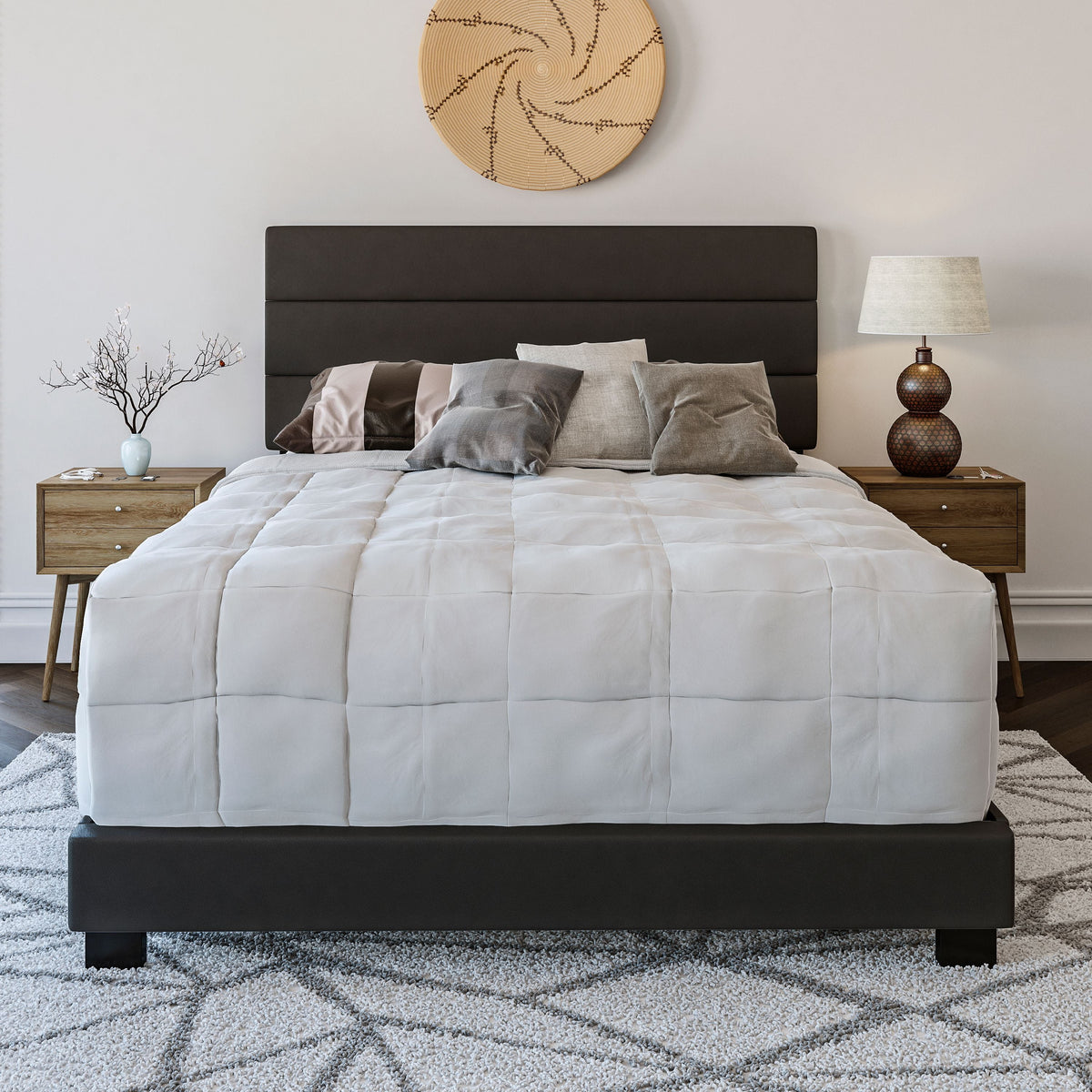 Black Faux Leather Twin Platform Bed Frame D7776