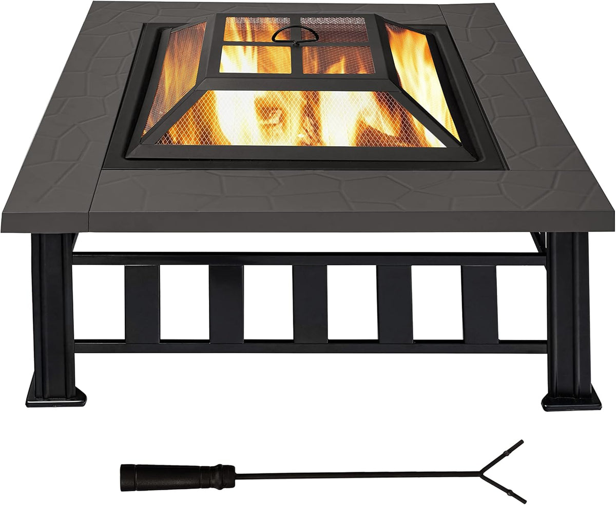 34 Square Metal Fire Pit Table V689