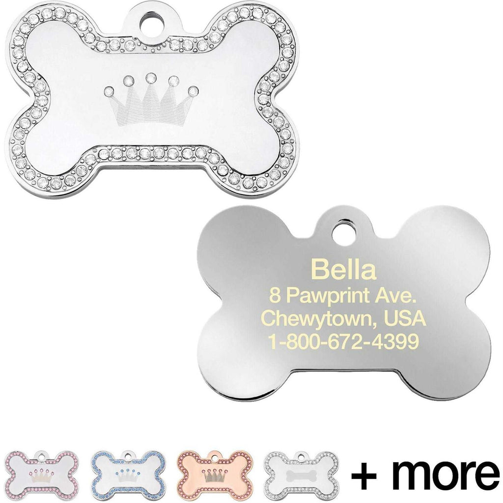 Dog Tag with Crown and Crystals Z51648