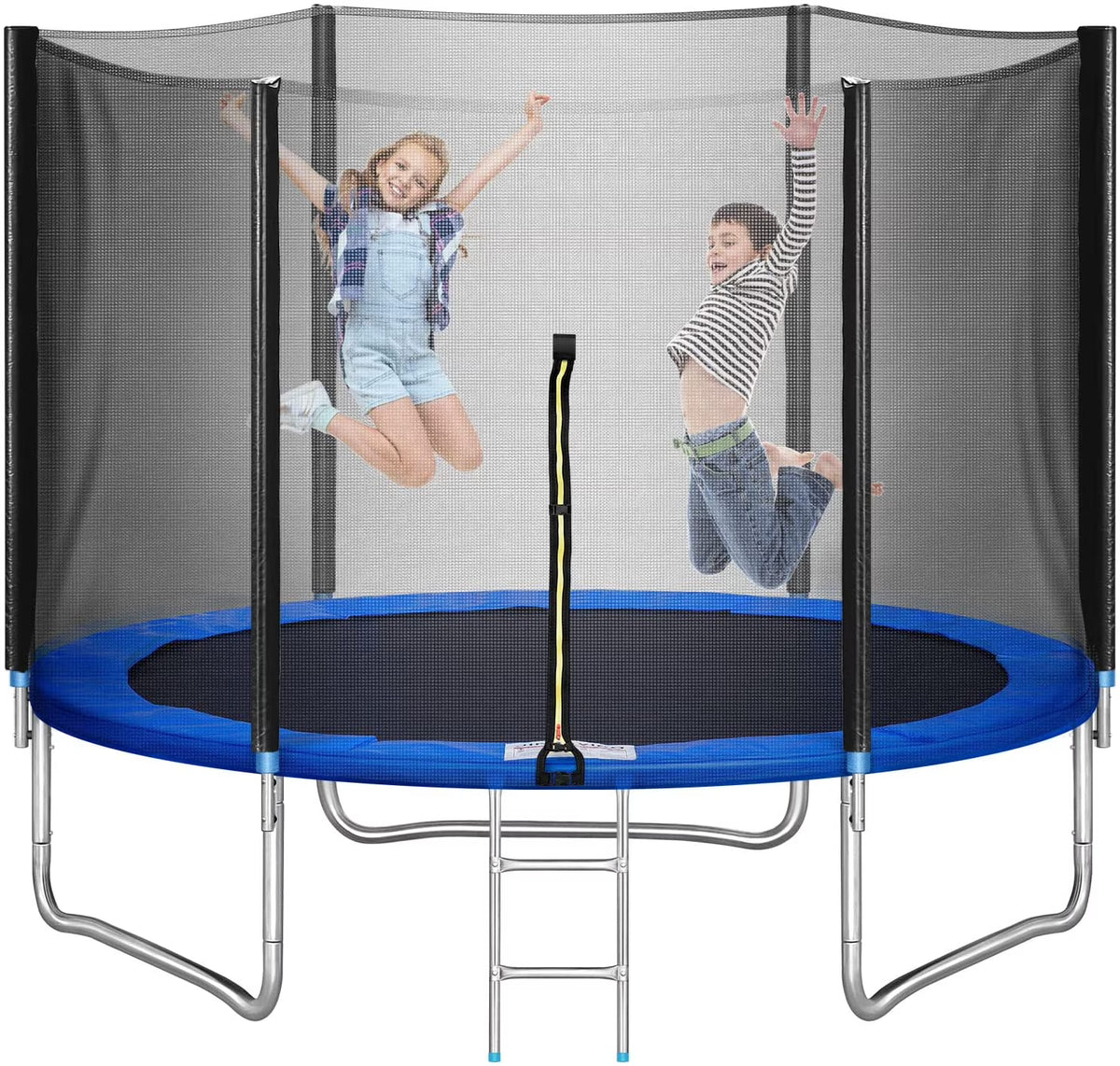 10 ft Trampoline with Enclosure and Wind Stakes, Blue M3763