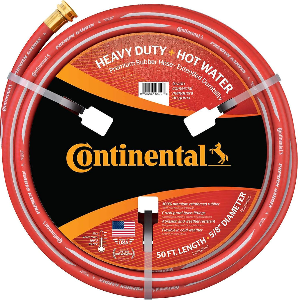 Red Heavy Duty Hot Water Garden Hose, 5/8" ID x 50' Length, Pack of 2 Z302
