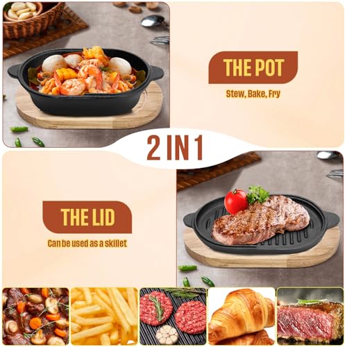 2 in 1 Pre Seasoned Cast Iron Bread Loaf Pan Set with Lid P421867