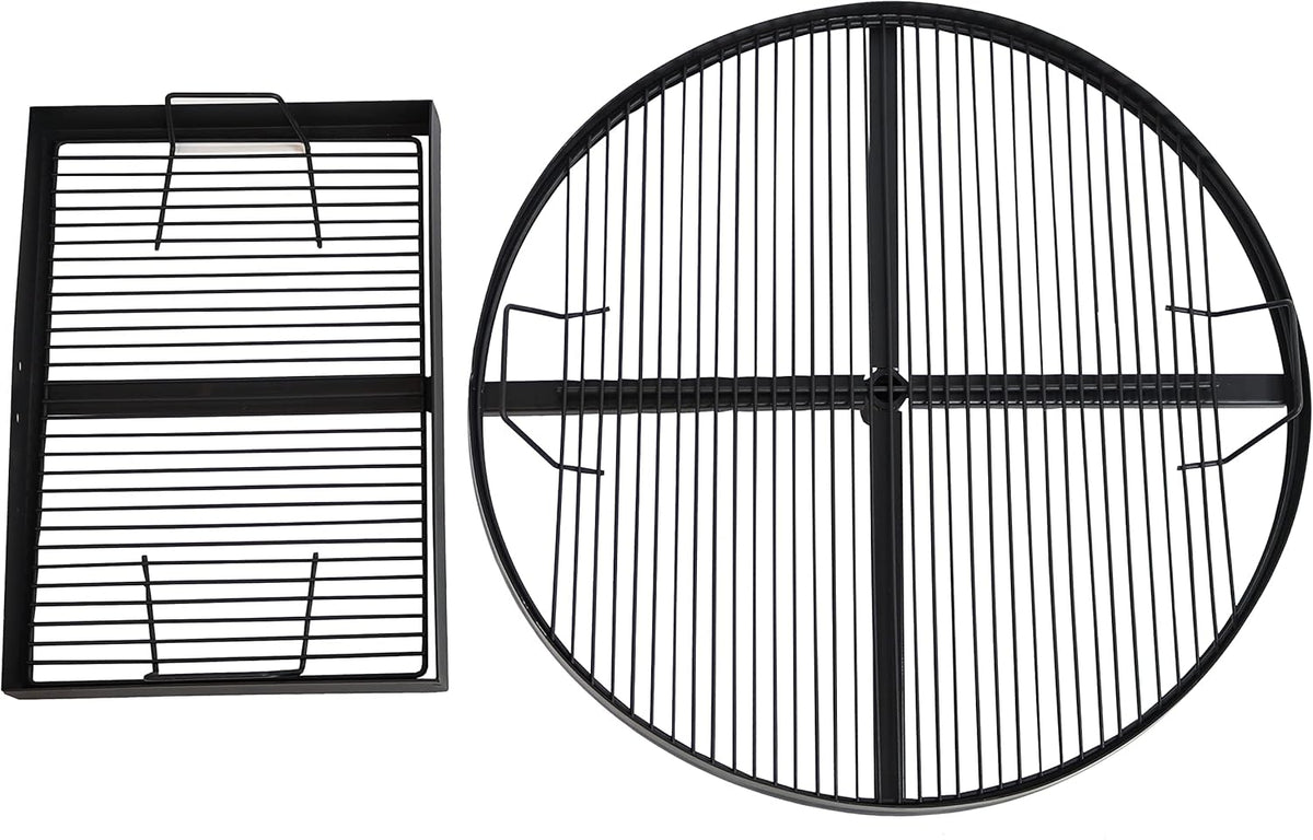 Dual Campfire Steel Cooking Grill Grate Swivel System with Stand V586
