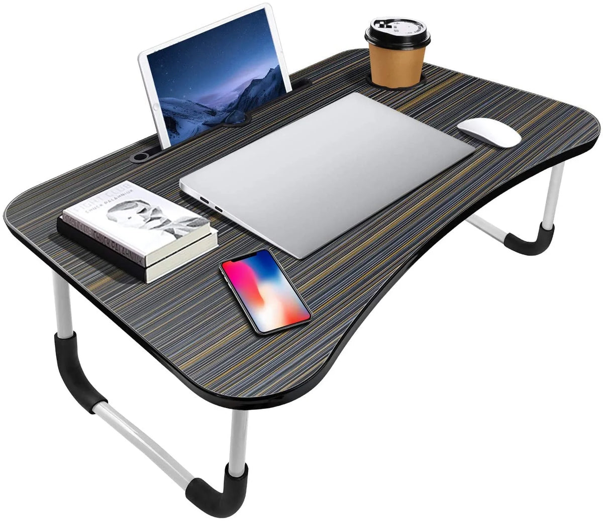 Portable Lap Desk with Cup Slot Black Y141837