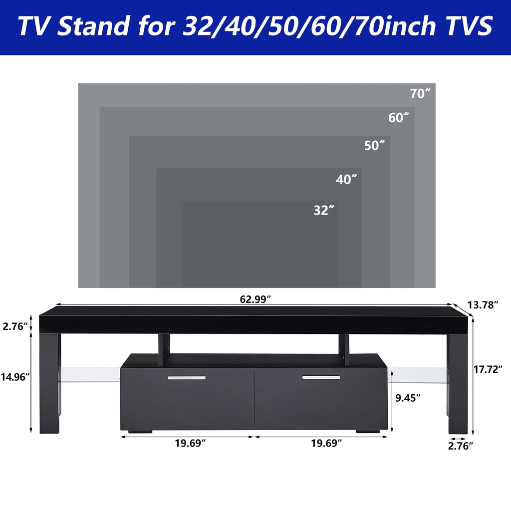 White High Gloss TV Stand with Storage Shelves N7307