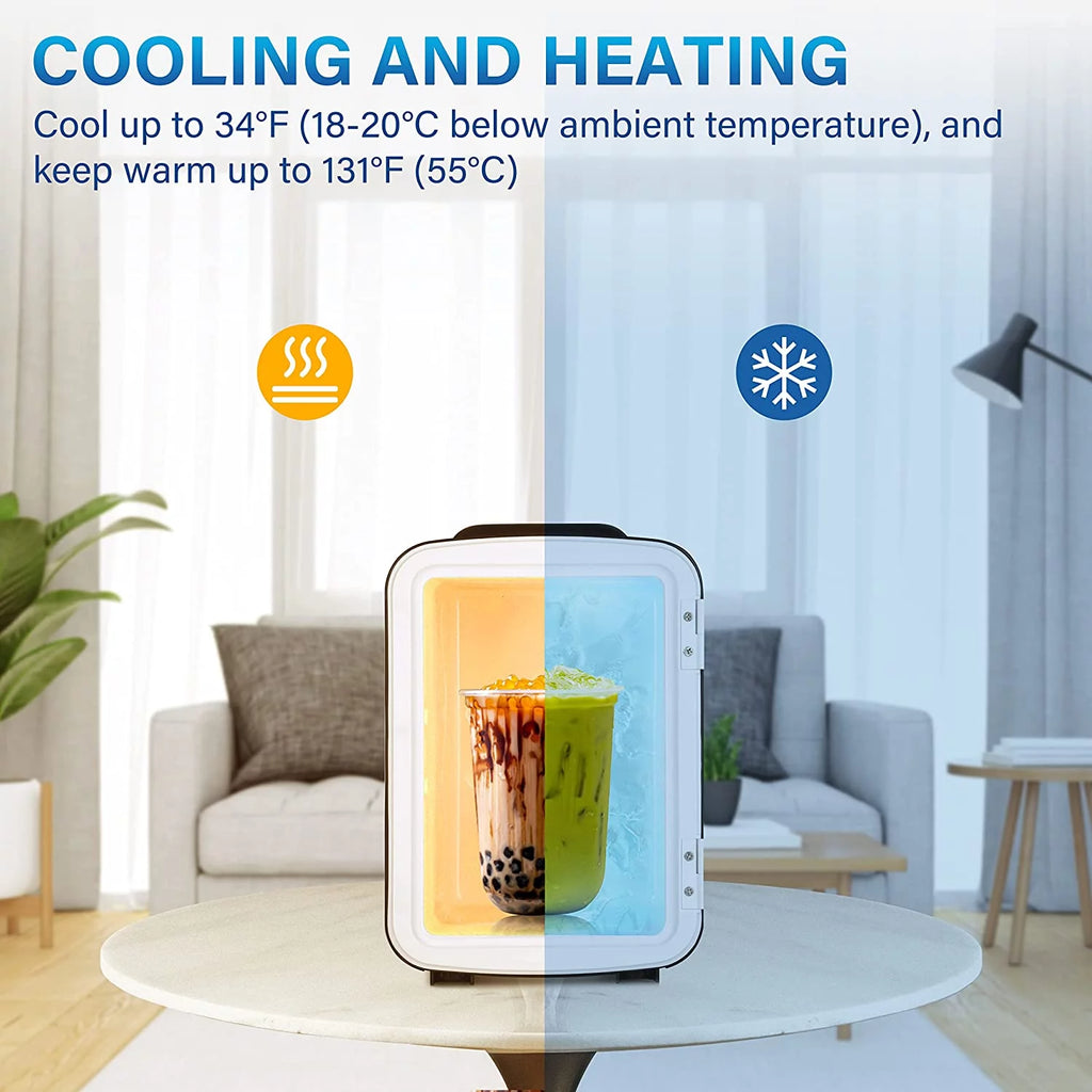4L 6 Can Portable Cooler & Warmer Freon-Free Mini Fridge O5258