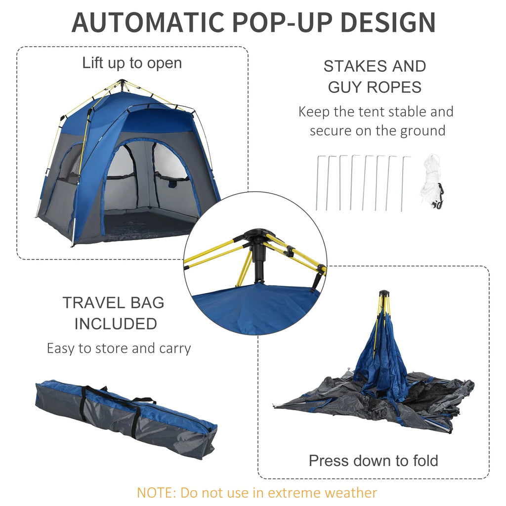 4 Person Pop Up Tent with Windows and Doors L879721