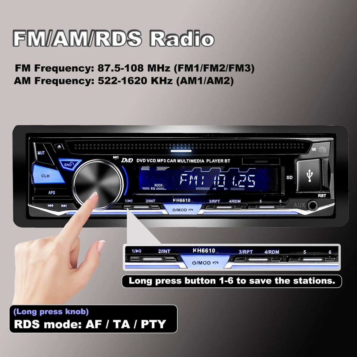 Single DIN Car Stereo with CD/DVD Player Bluetooth AM/FM Radio B4232
