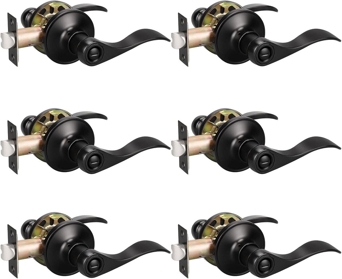 8 Pack Matte Black Privacy Door Knobs with Thumb Turn Lock X7586
