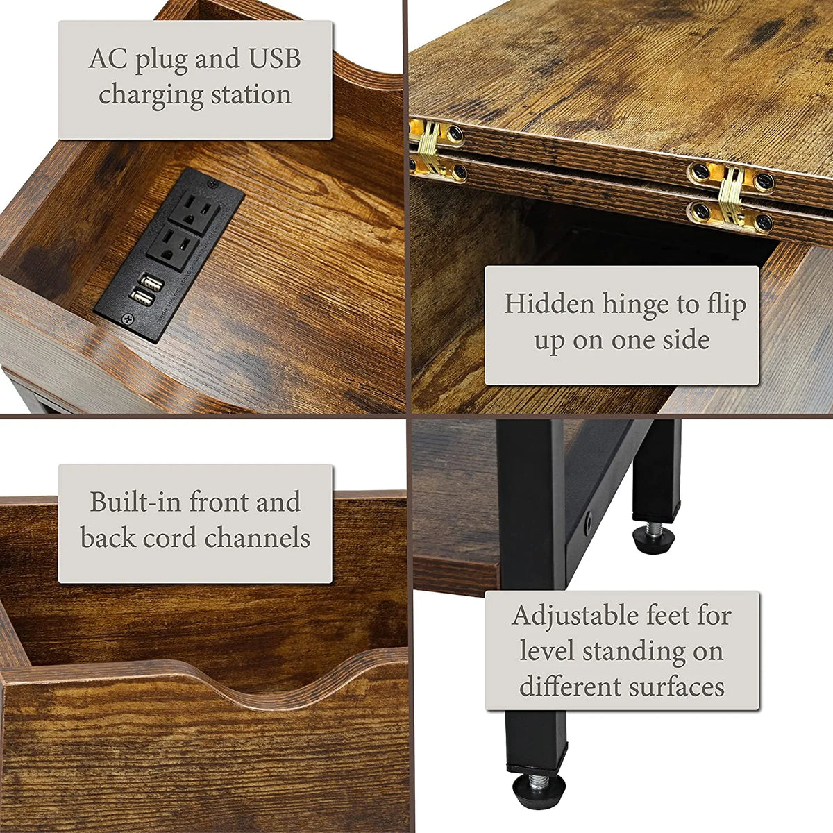 12 Inch Wide Narrow Charging End Table T961