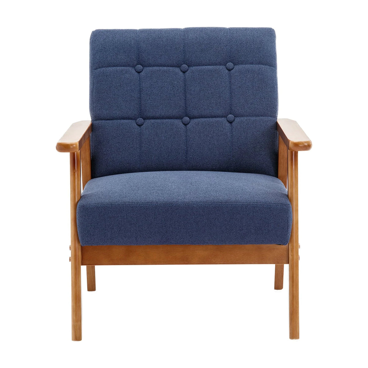Accent Chairs Set of 2 with Side Table, Wood and Fabric Armchairs P128364