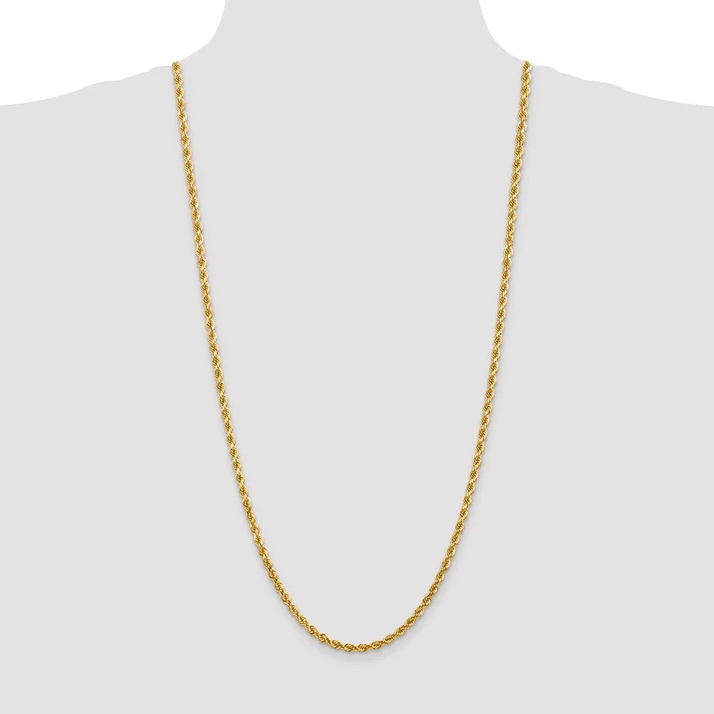 14kt Yellow Gold 4mm Diamond Cut Rope Chain with Lobster Clasp; 30 inch T92720