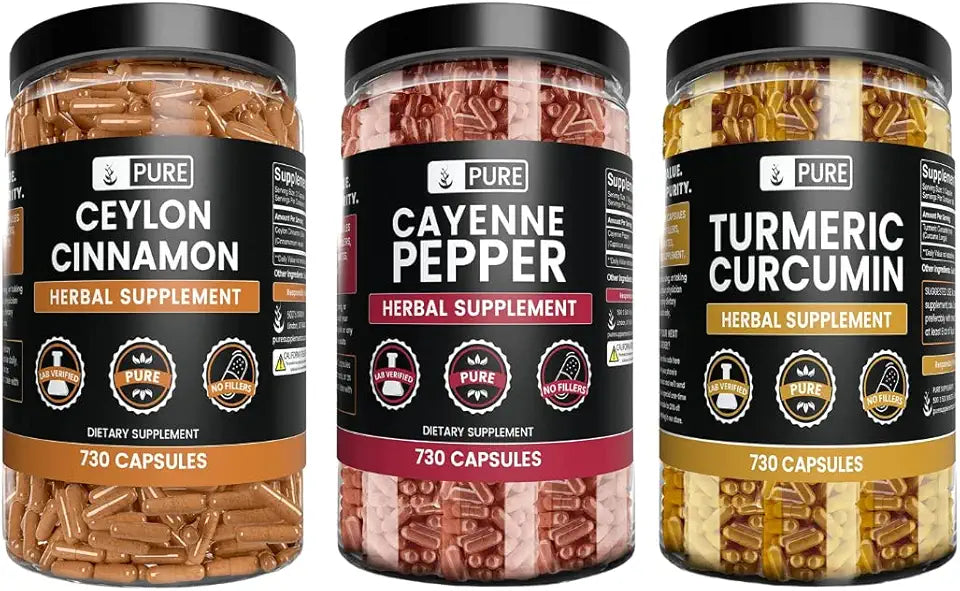 Cayenne Pepper, Ceylon Cinnamon, Turmeric Curcumin 730 Capsules P243558