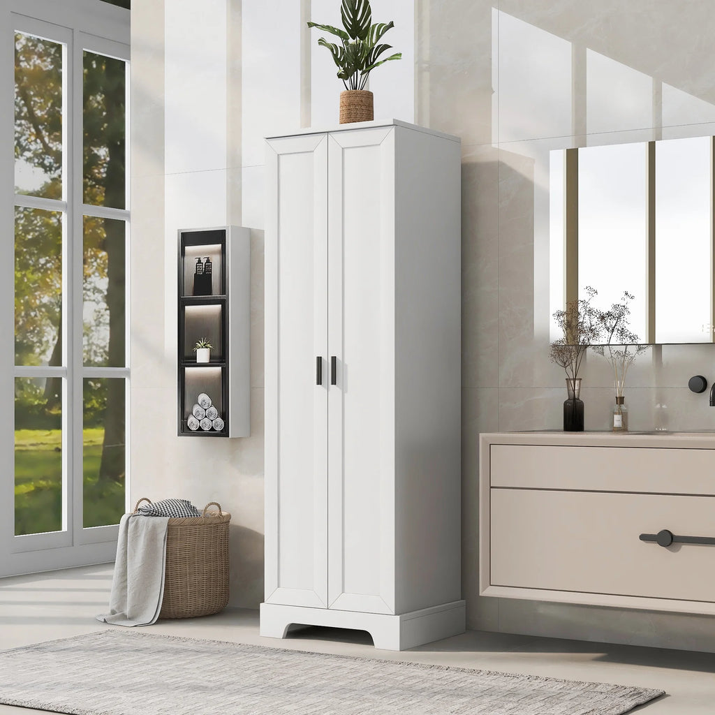 Tall Wood Bathroom Storage Cabinet with Adjustable Shelves Z2521