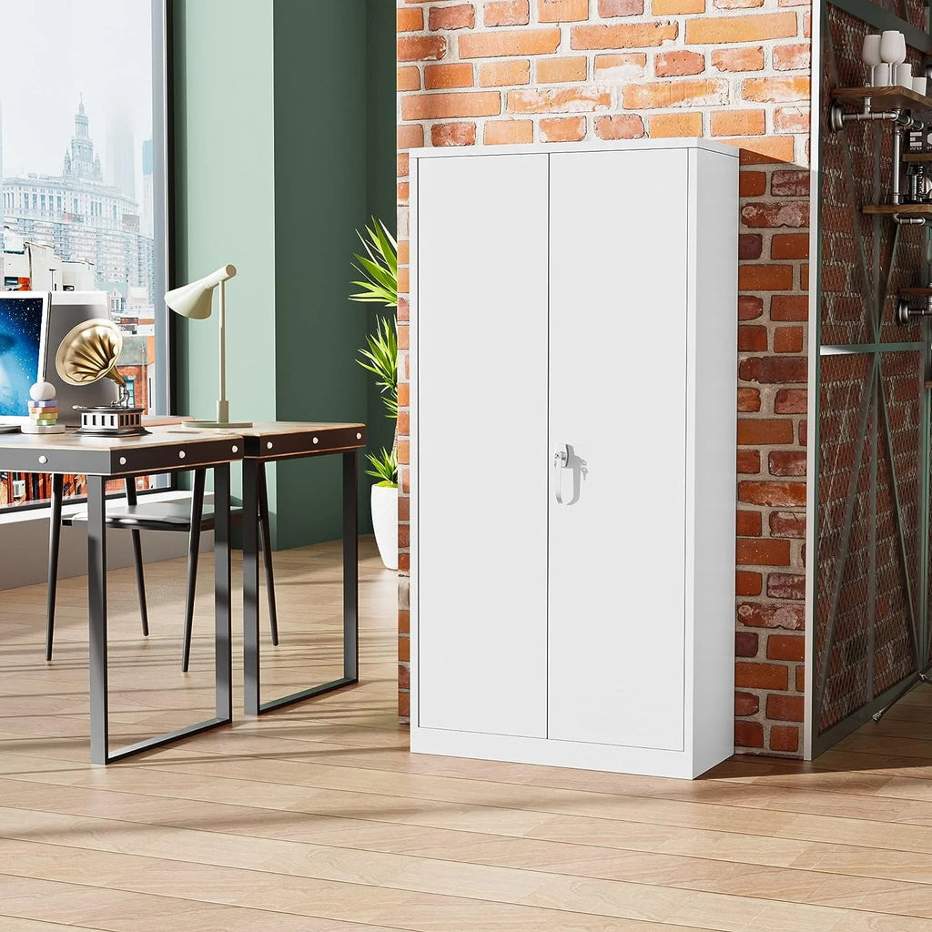 Black Metal Storage Cabinet with Locking Doors and Adjustable Shelves O92470