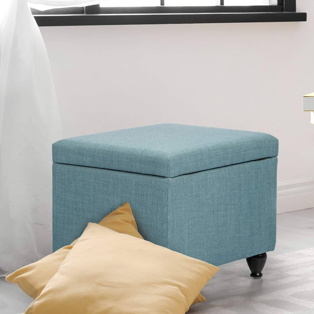 Light Blue Fabric Storage Ottoman M95462