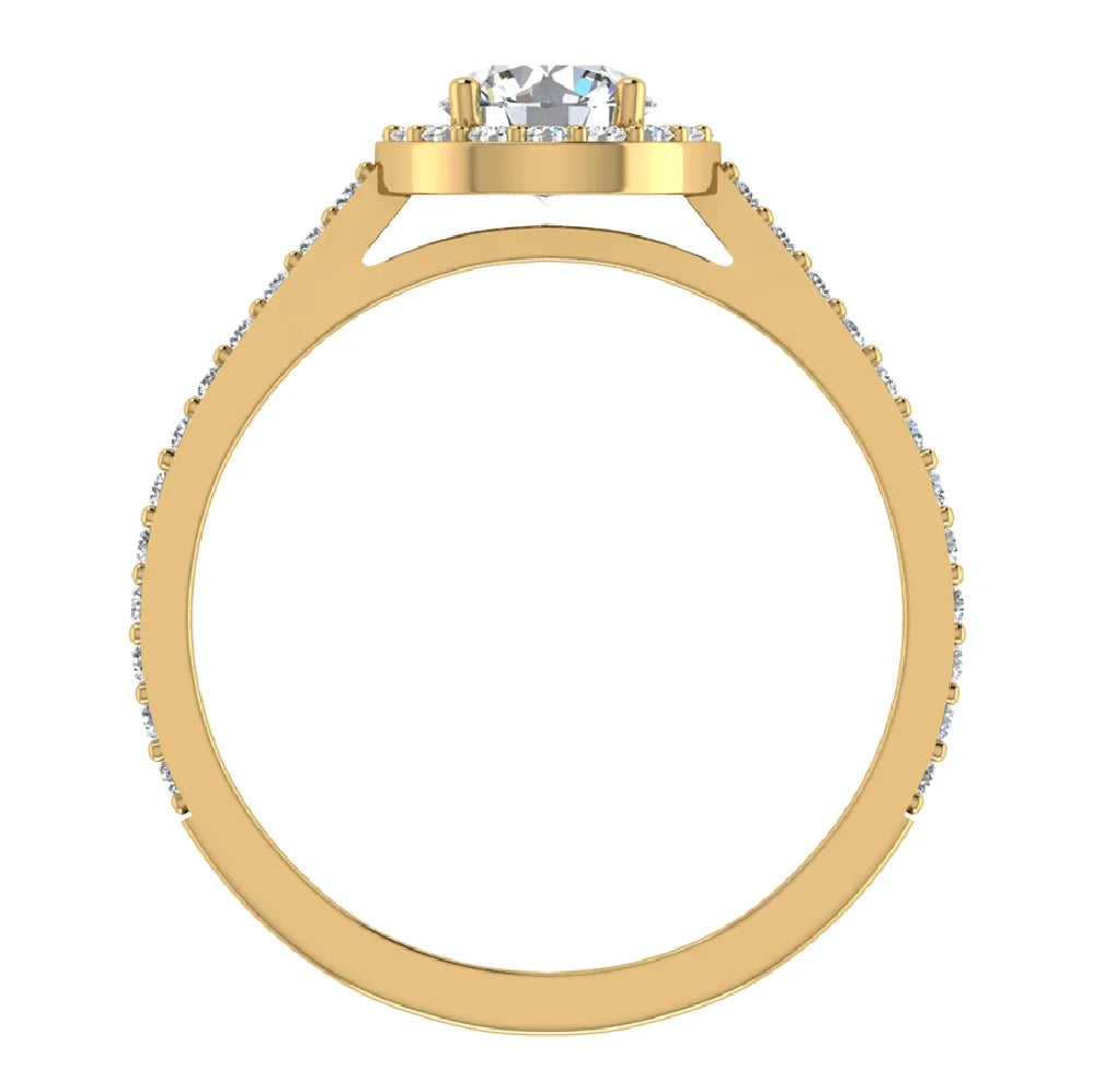 1.48 CT GIA Certified Round Brilliant Diamond Halo Engagement Ring 14K Gold K674630