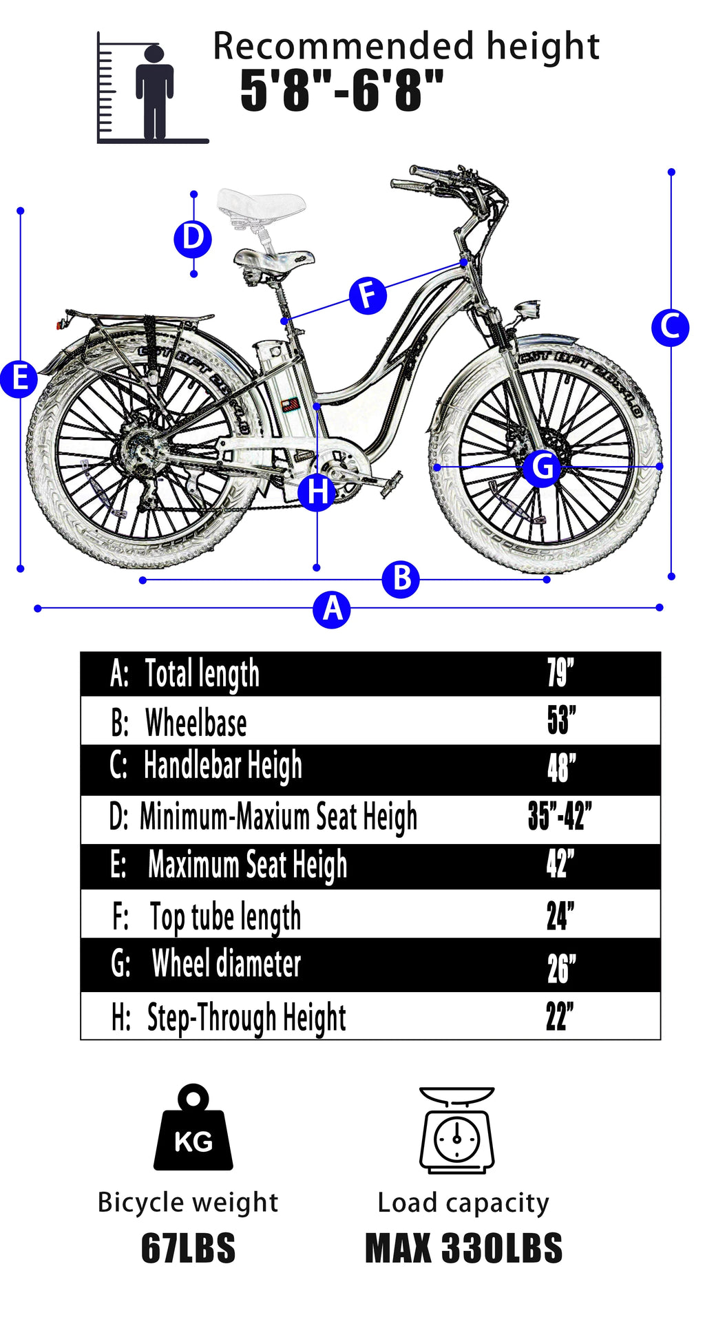 48V 750W 16Ah 26" Step-Thru Beach Cruiser Electric Bicycle N648682