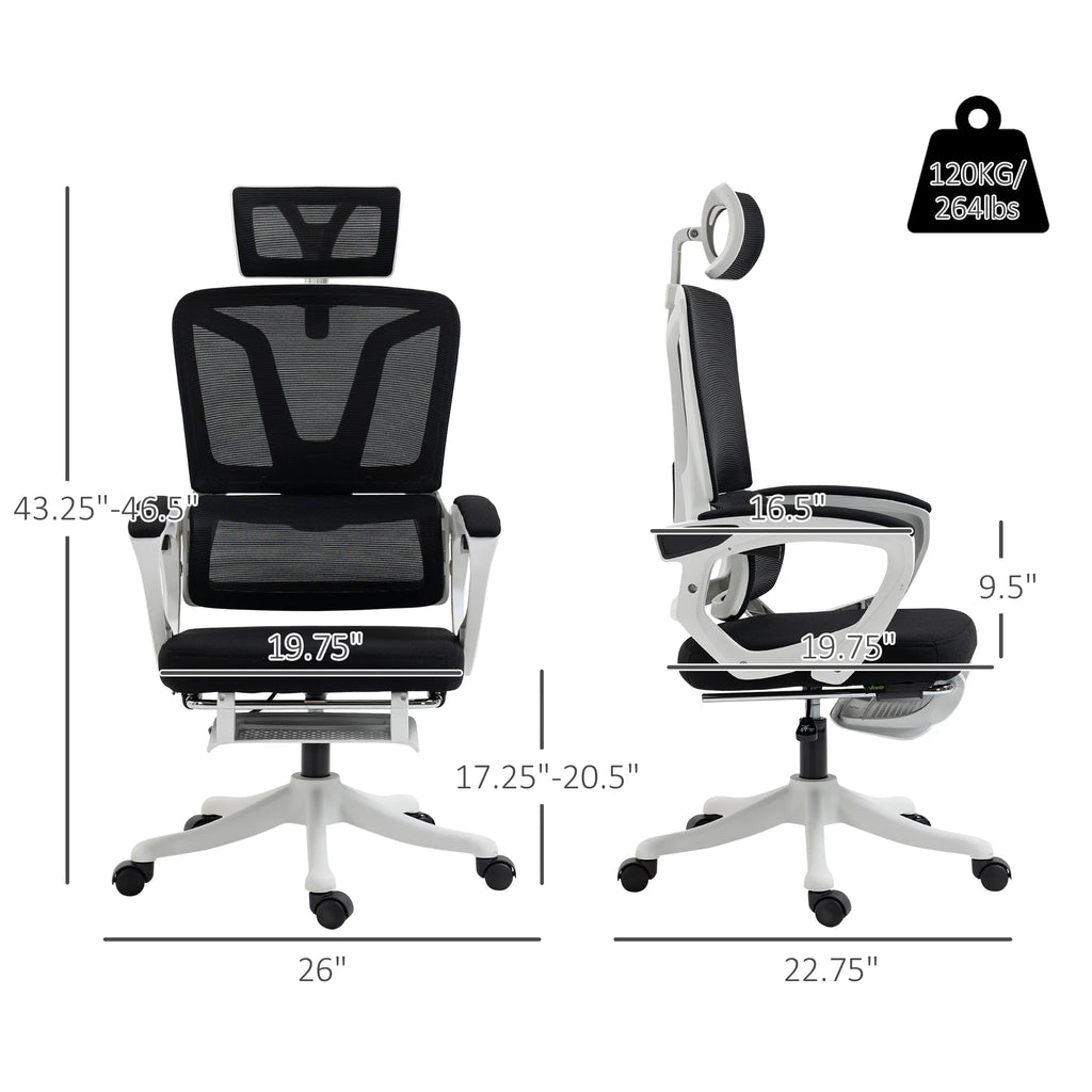 Black Home Office Chair with Adjustable Headrest and Lumbar Support G622