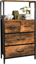 Vertical 4 Drawer Fabric Dresser with Wood Shelf G57931