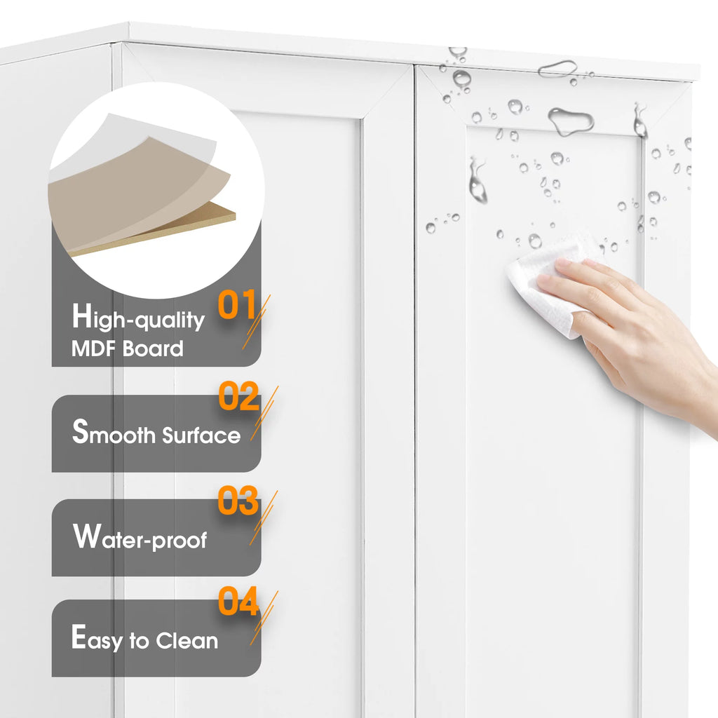 Tall Wood Bathroom Storage Cabinet with Adjustable Shelves Z2521